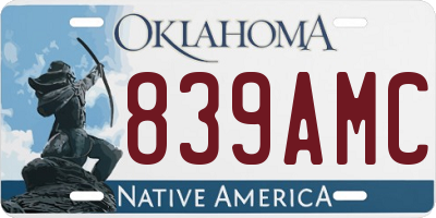 OK license plate 839AMC