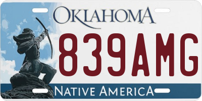 OK license plate 839AMG