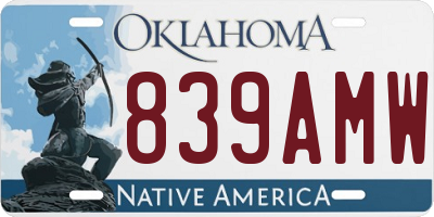 OK license plate 839AMW