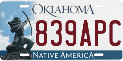 OK license plate 839APC