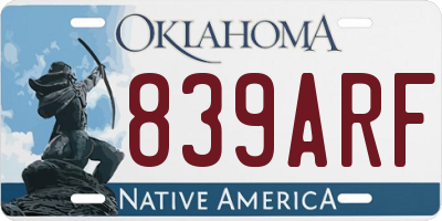 OK license plate 839ARF