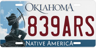 OK license plate 839ARS