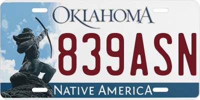 OK license plate 839ASN