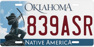 OK license plate 839ASR