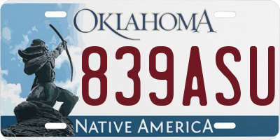 OK license plate 839ASU