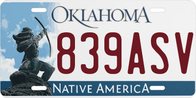 OK license plate 839ASV