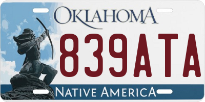 OK license plate 839ATA