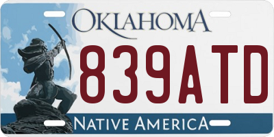 OK license plate 839ATD