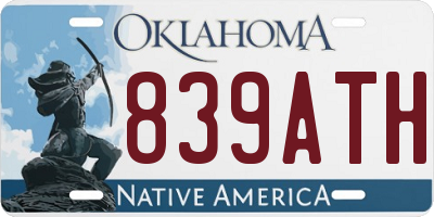 OK license plate 839ATH