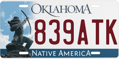 OK license plate 839ATK