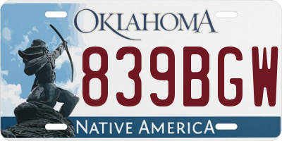 OK license plate 839BGW