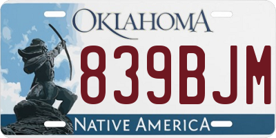 OK license plate 839BJM
