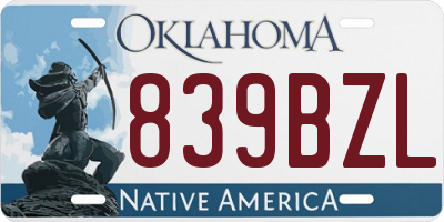 OK license plate 839BZL