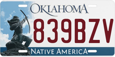 OK license plate 839BZV