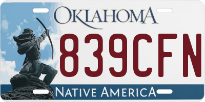 OK license plate 839CFN
