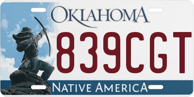 OK license plate 839CGT