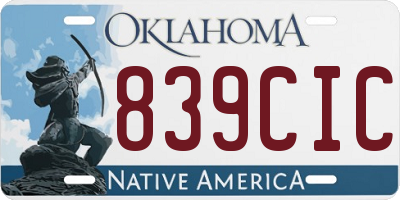 OK license plate 839CIC