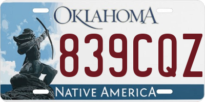 OK license plate 839CQZ