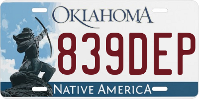 OK license plate 839DEP
