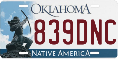 OK license plate 839DNC