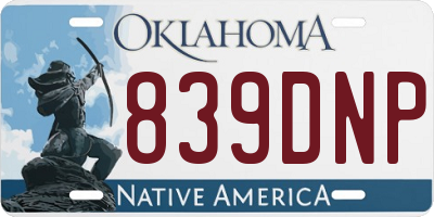 OK license plate 839DNP