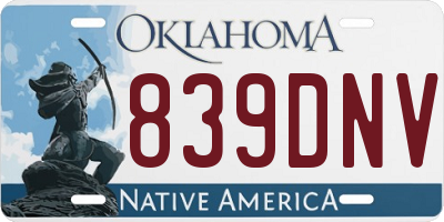 OK license plate 839DNV