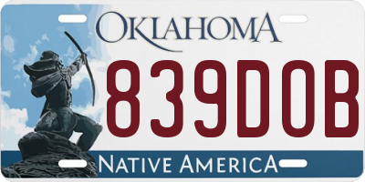 OK license plate 839DOB