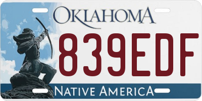 OK license plate 839EDF