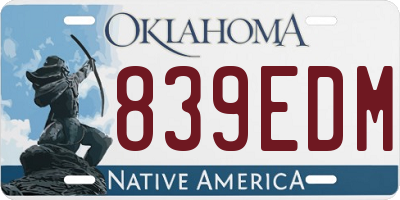 OK license plate 839EDM