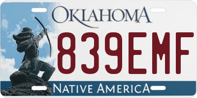 OK license plate 839EMF