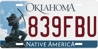 OK license plate 839FBU