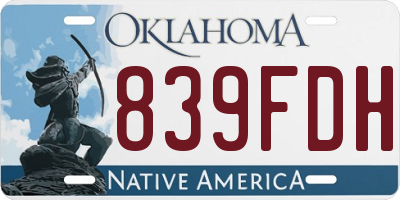 OK license plate 839FDH