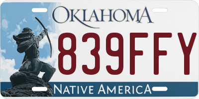 OK license plate 839FFY