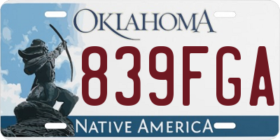 OK license plate 839FGA