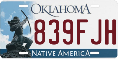 OK license plate 839FJH