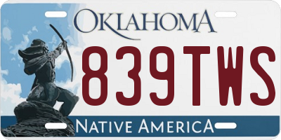 OK license plate 839TWS