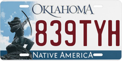 OK license plate 839TYH