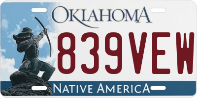 OK license plate 839VEW