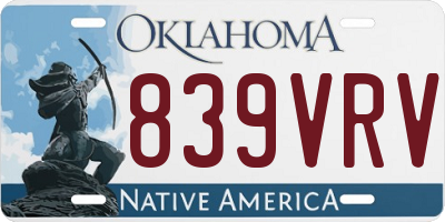 OK license plate 839VRV