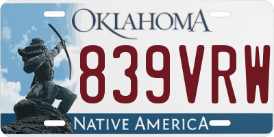 OK license plate 839VRW