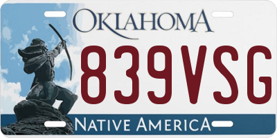 OK license plate 839VSG