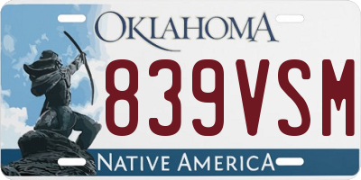 OK license plate 839VSM