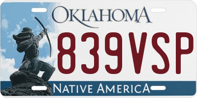 OK license plate 839VSP