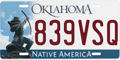 OK license plate 839VSQ