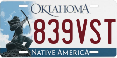 OK license plate 839VST