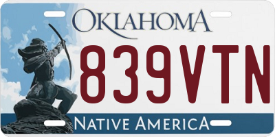 OK license plate 839VTN