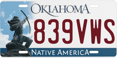 OK license plate 839VWS