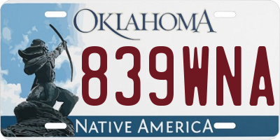 OK license plate 839WNA