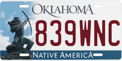 OK license plate 839WNC