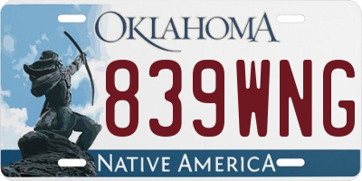 OK license plate 839WNG